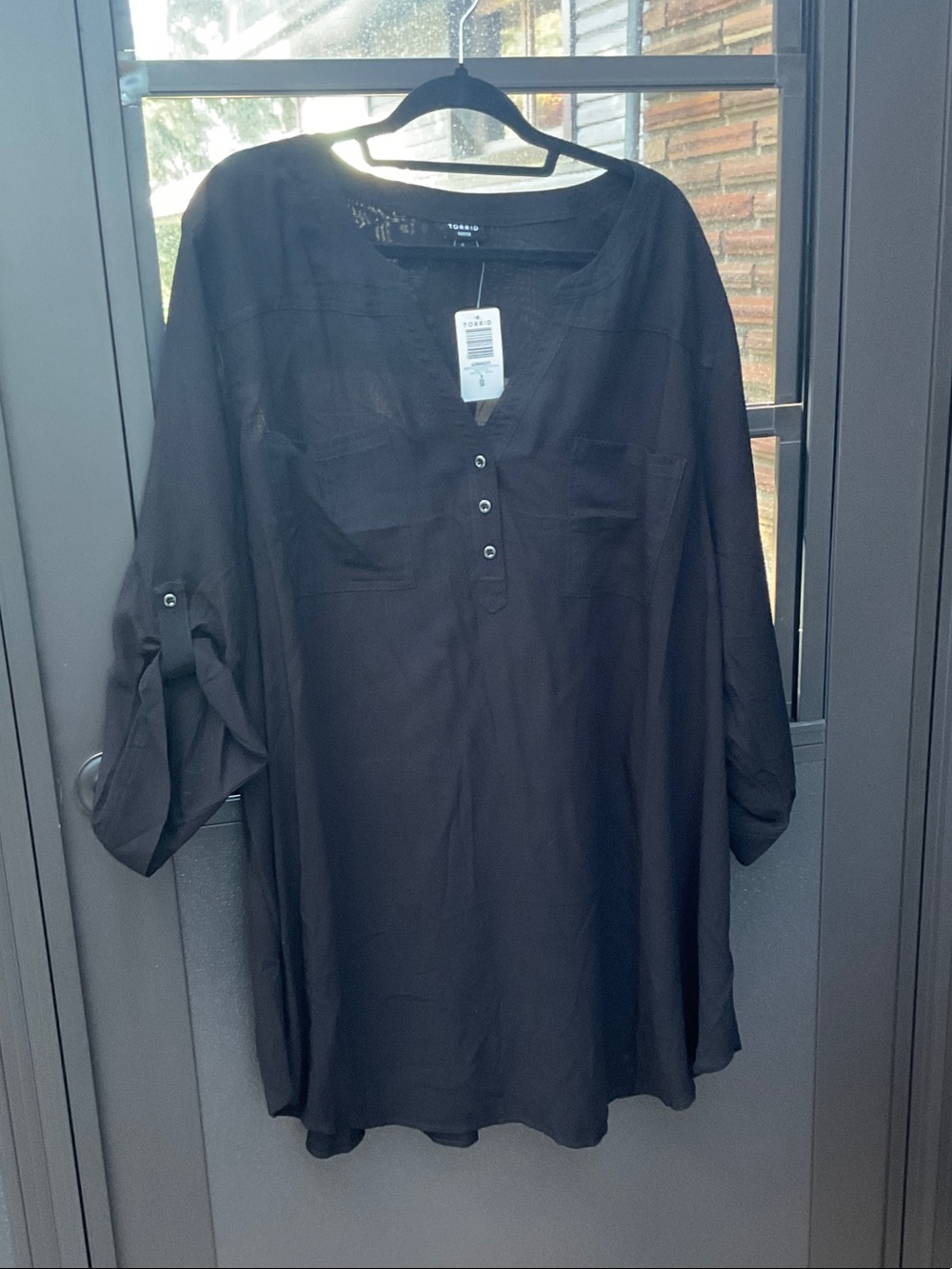 torrid Black Tunic Button-Front Blouse NWT